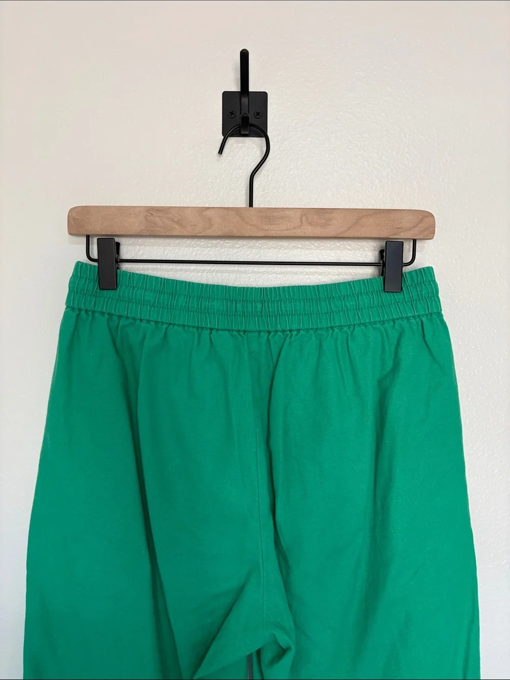 J. Crew Linen Cotton High Rise Elastic Waist Tapered Straight Pant Boho Green 4